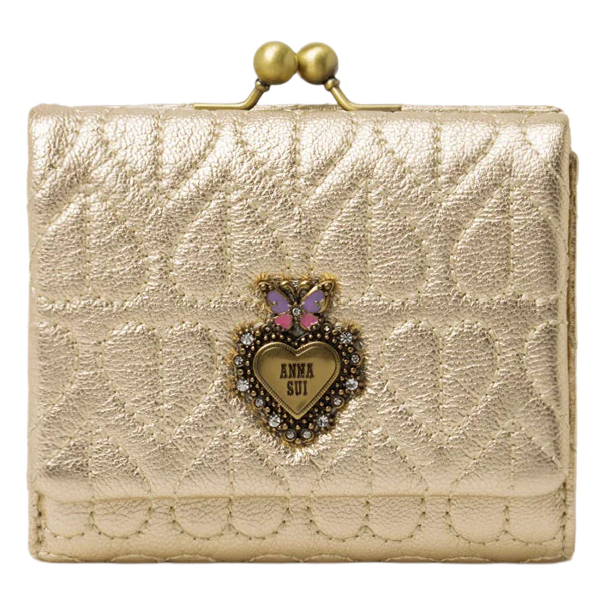 ANNA SUI（アナスイ） 二つ折り財布 ガマ口 本革 レディース