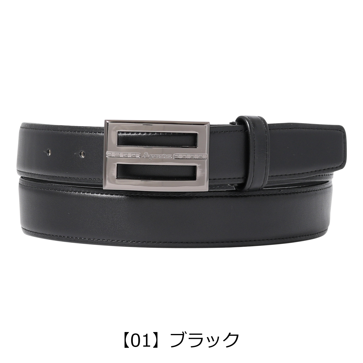 極美品 アクアスキュータム ベルテッドレザーコート 本革 ブラック Mサイズ Aquascutum（アクアスキュータム） ベルト メンズ 4080118 Aquascutum