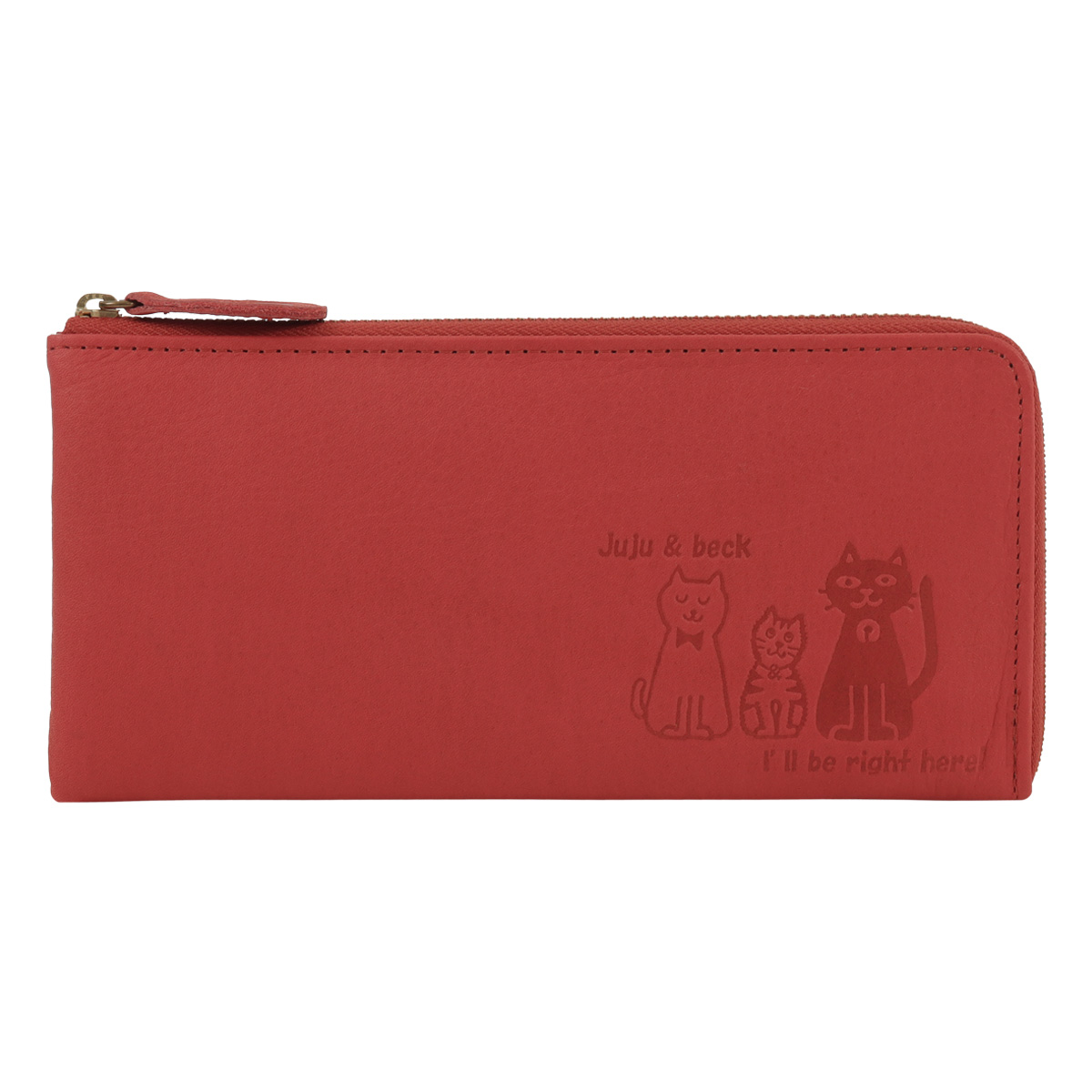 猫 長財布 L字ファスナー 本革 レディース 日本製 ジュジュアンド
