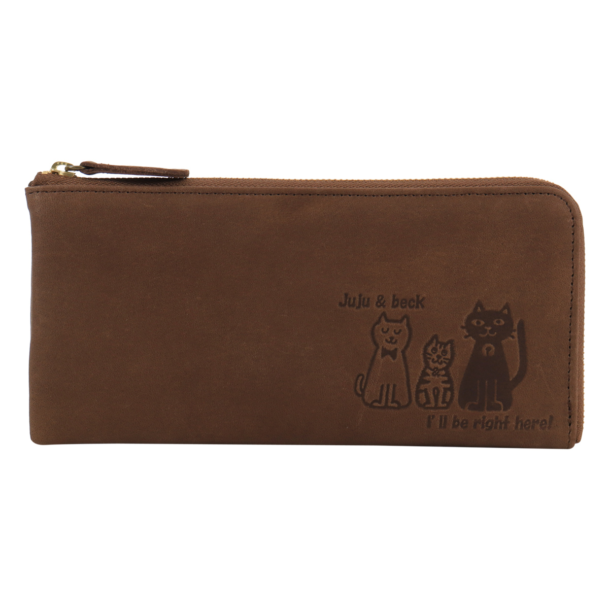 猫 長財布 L字ファスナー 本革 レディース 日本製 ジュジュアンド