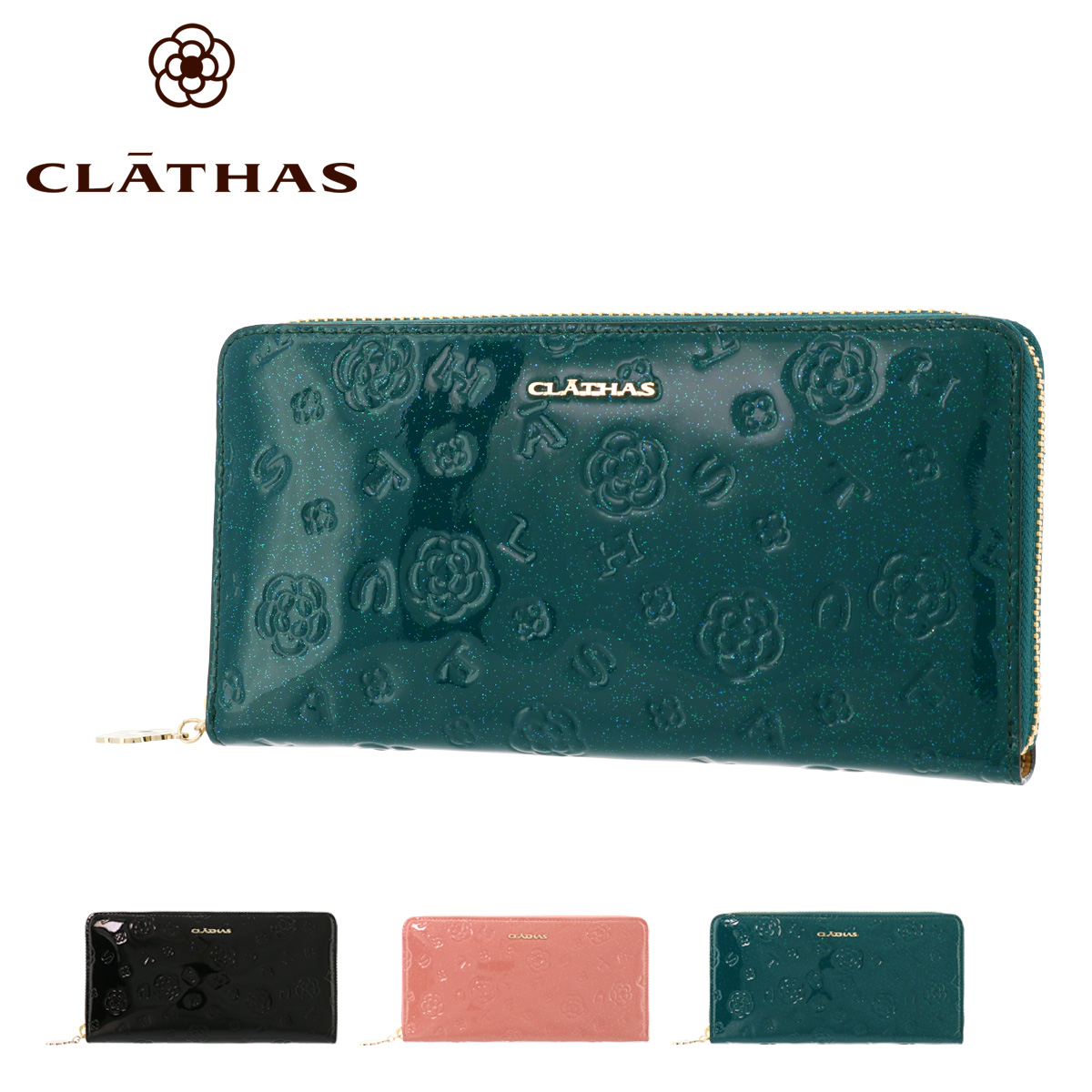 【新品未使用】CLATHAS クレイサス 大容量 グリッターエナメルかぶせ長財布 sacsbar_cla-182260