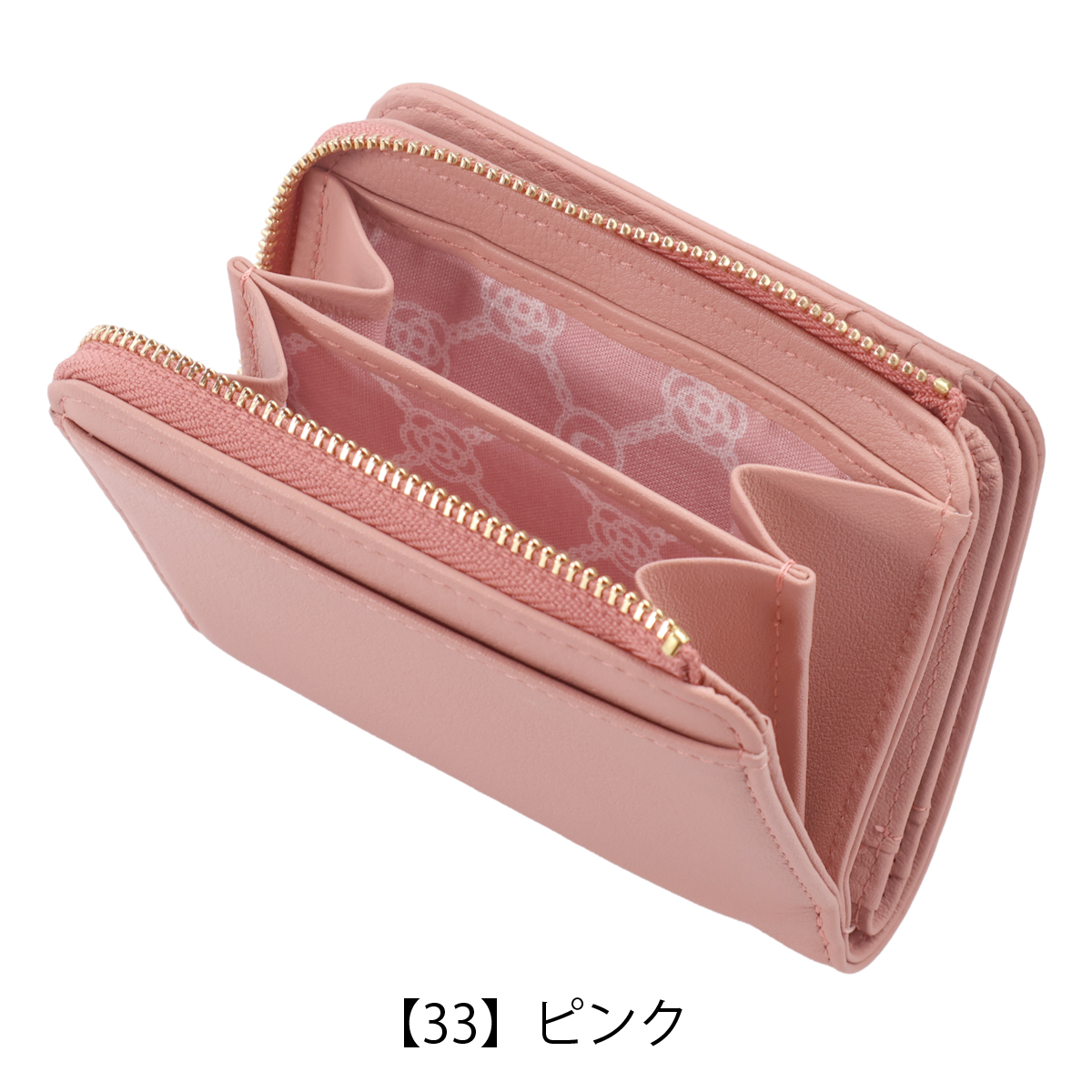 CLATHAS（クレイサス） 二つ折り財布 L字ファスナー 本革 ワッフル