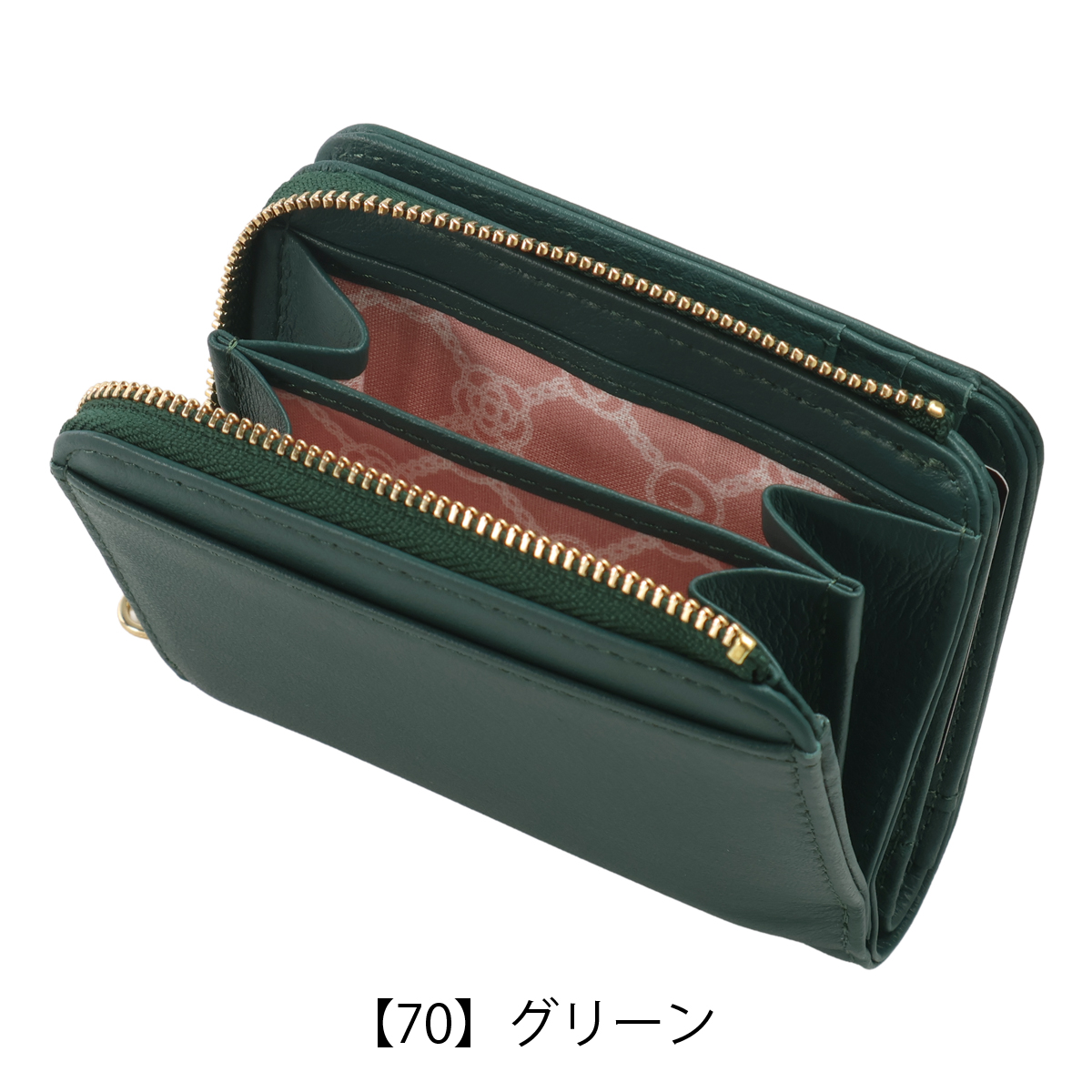 CLATHAS（クレイサス） 二つ折り財布 L字ファスナー 本革 ワッフル