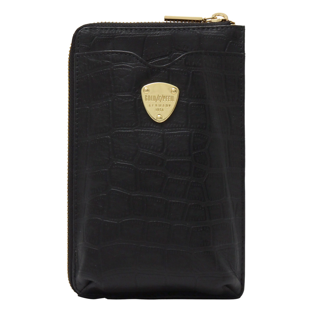 GOLD PFEIL（ゴールドファイル） スマホショルダー 本革 クロコ型押し