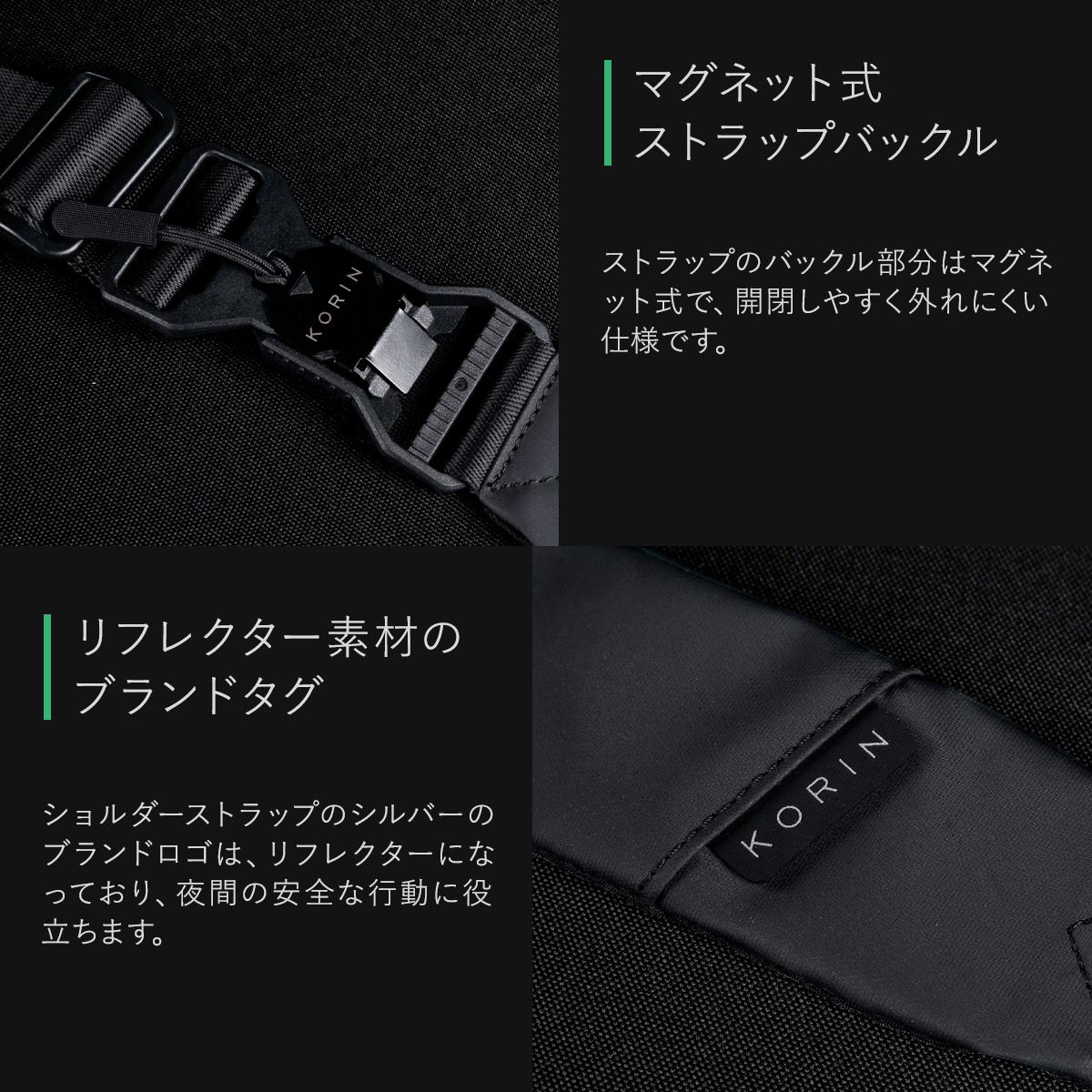 コリンデザイン ボディバッグ メンズ レディース フリップ