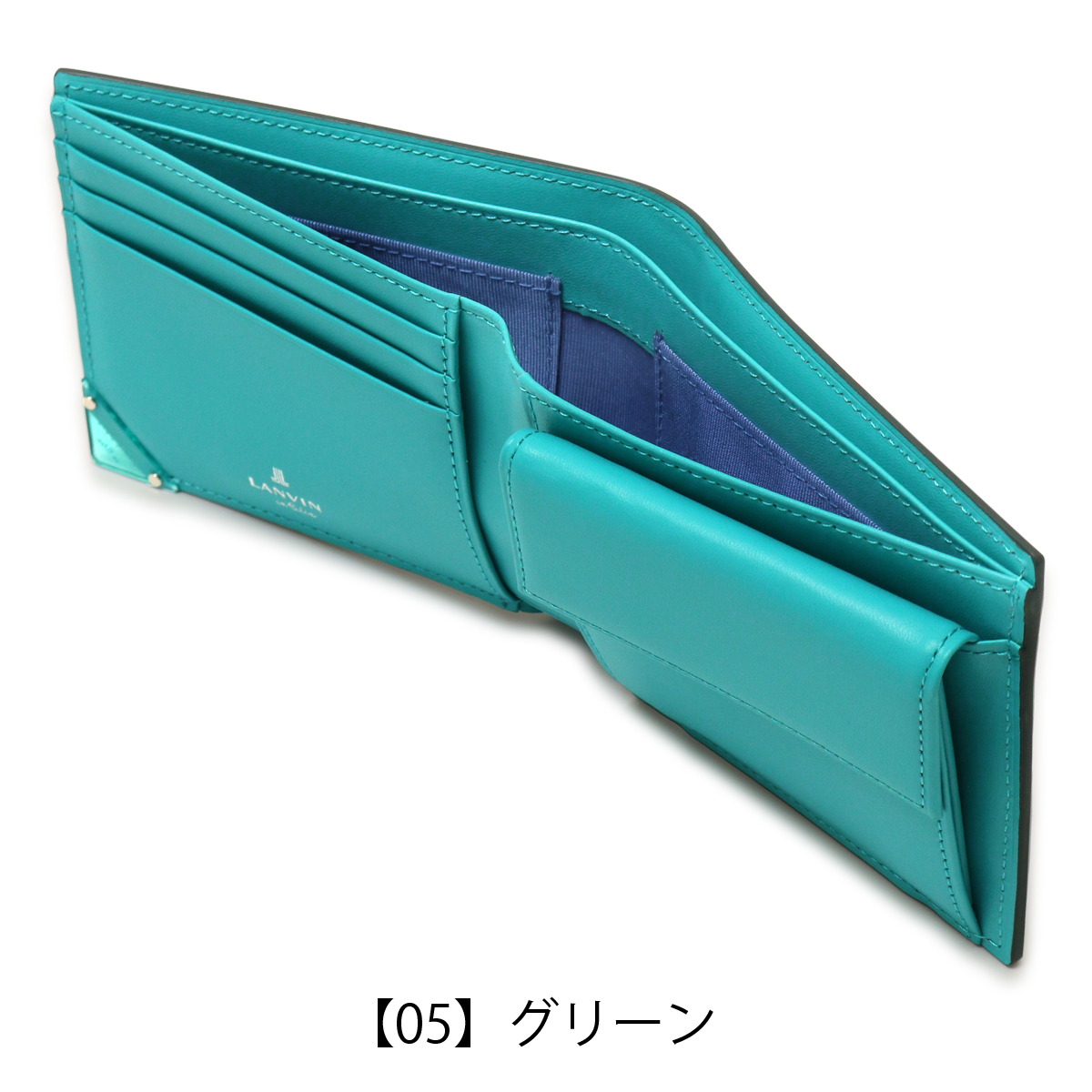 LANVIN en Bleu ランバンオンブルー 財布 二つ折り 本革 513622 アクア