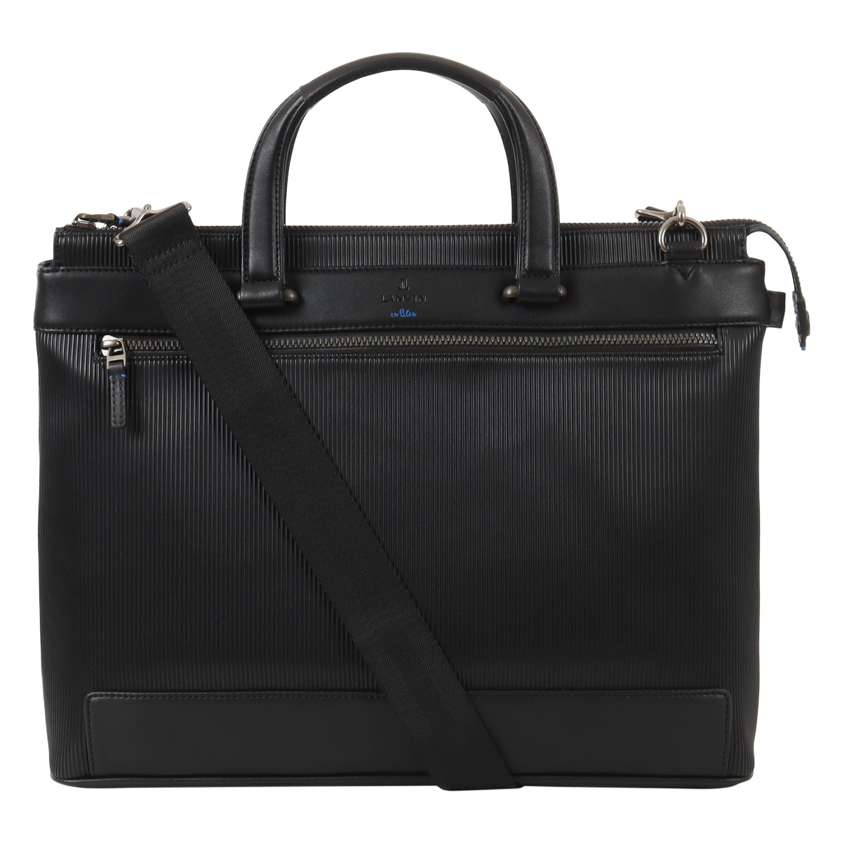 美品◎ランバンオンブルー A4可 肩かけ可 トートバッグ ビジネス ナイロン 黒 LANVIN en Bleu ランバンオンブルー トートバッグ A4 ショルダー