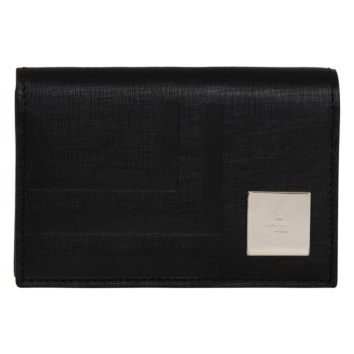 黒のナイロンとレザー名刺入れ LANVIN en Bleu ランバンオンブルー 名刺入れ 本革 メンズ 521621