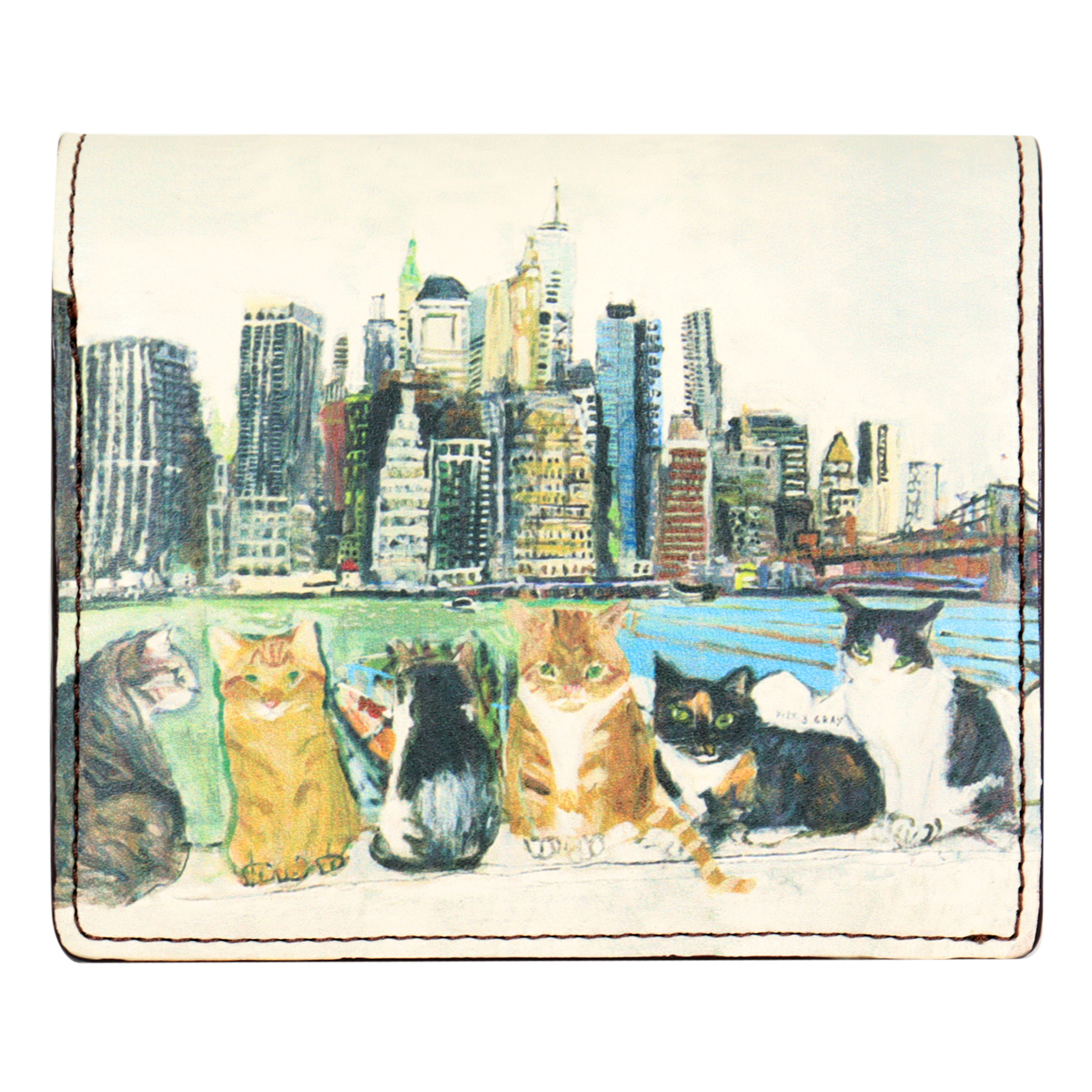 Manhattaner's マンハッタナーズ 財布 二つ折り 本革 猫 ねこ