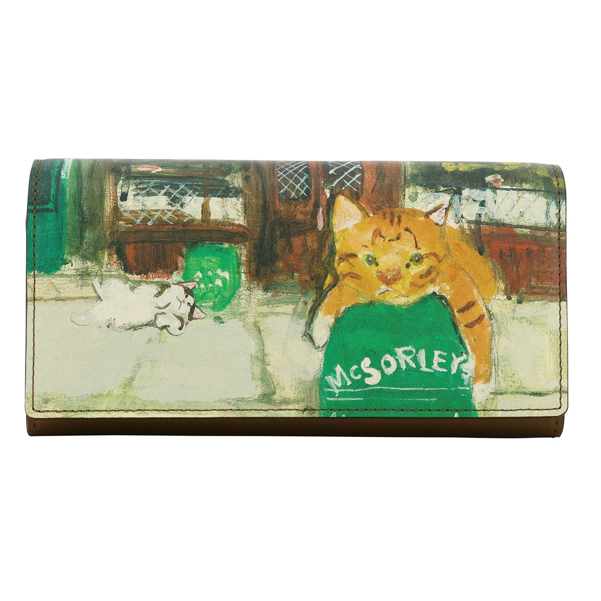 Manhattaner's（マンハッタナーズ） 長財布 かぶせ 本革 猫 ねこ ネコ