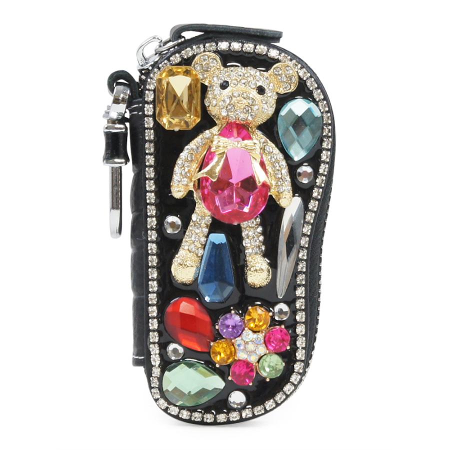 ジュエリーキーケース Jewelry Key Case レディース スマートキーケース キーリング ビジューケース レザーデコ デコパーツ 3D テディベア 香水 キラキラ｜sacsbar｜02