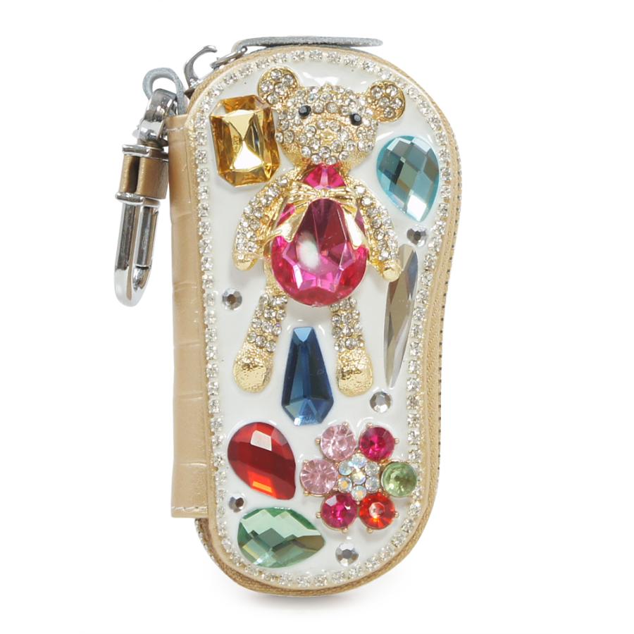 ジュエリーキーケース Jewelry Key Case レディース スマートキーケース キーリング ビジューケース レザーデコ デコパーツ 3D テディベア 香水 キラキラ｜sacsbar｜04