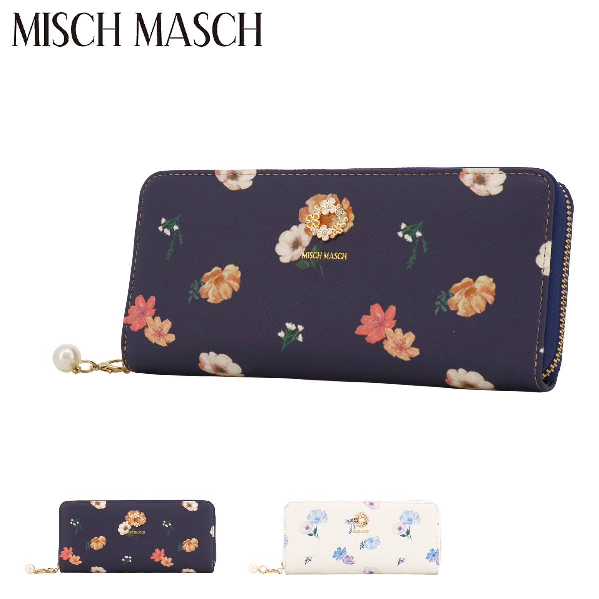 ミッシュマッシュ 長財布 ラウンドファスナー 花柄 フラワー レディース 67287 デイジー MISCH MASCH カード収納 大容量_sale