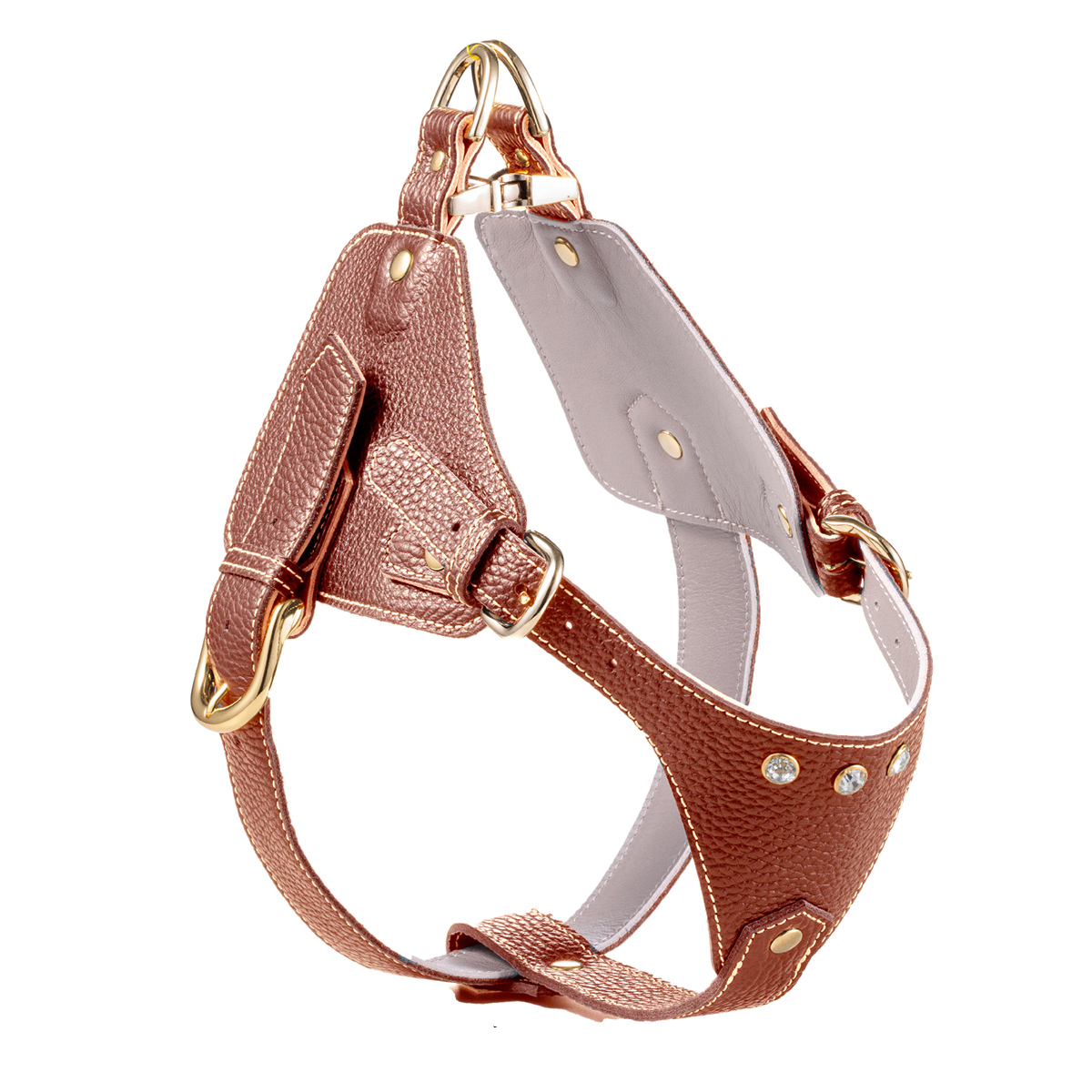 犬用リード＆ハーネスSET【本革】salmonping＆ヌメ革ツートン／ドット柄 犬用リード＆ハーネスSET【本革】salmonping＆ヌメ革ツートン