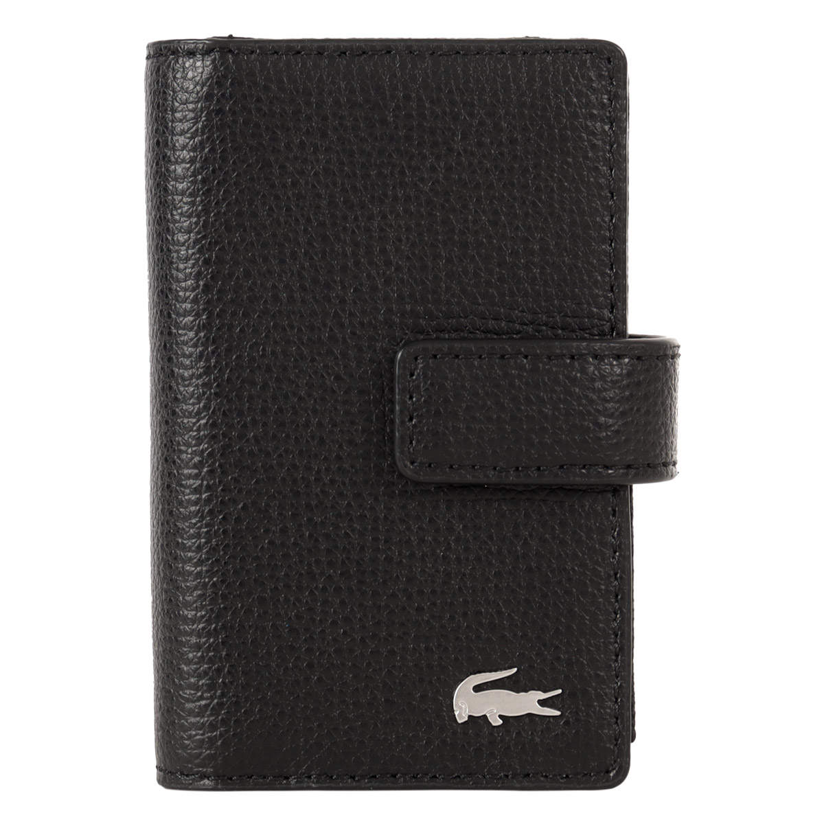 まさを LACOSTE ブラックレザーコインケース ラコステ LACOSTE レザーミニマルコインケース （ブラック