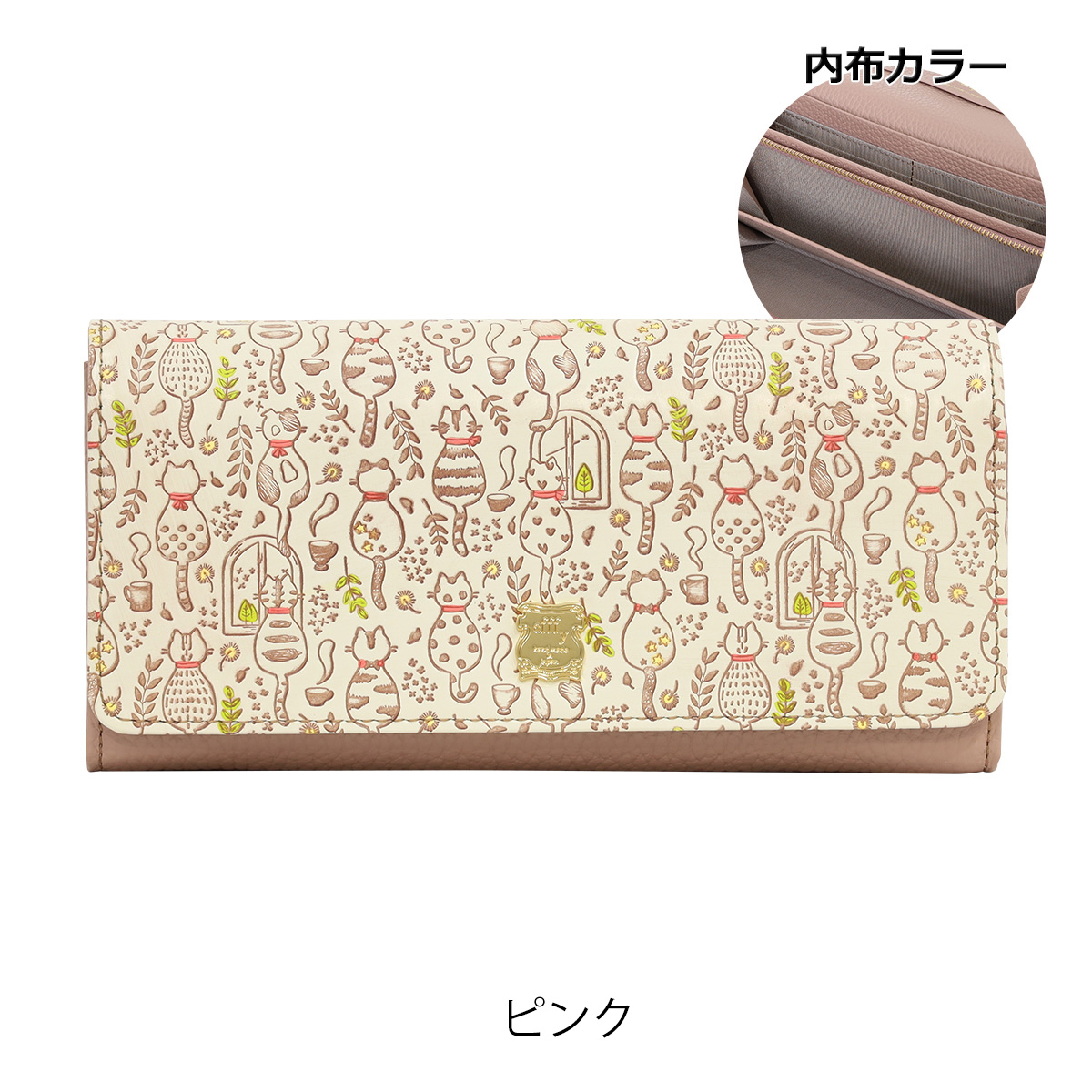 新品未使用❗️友禅文庫 × efffy 猫柄/ 牛革 / 箱・ノベルティ付き efffy（エフィー） 長財布 レディース PD3-043 efffy | 友禅文庫 牛革