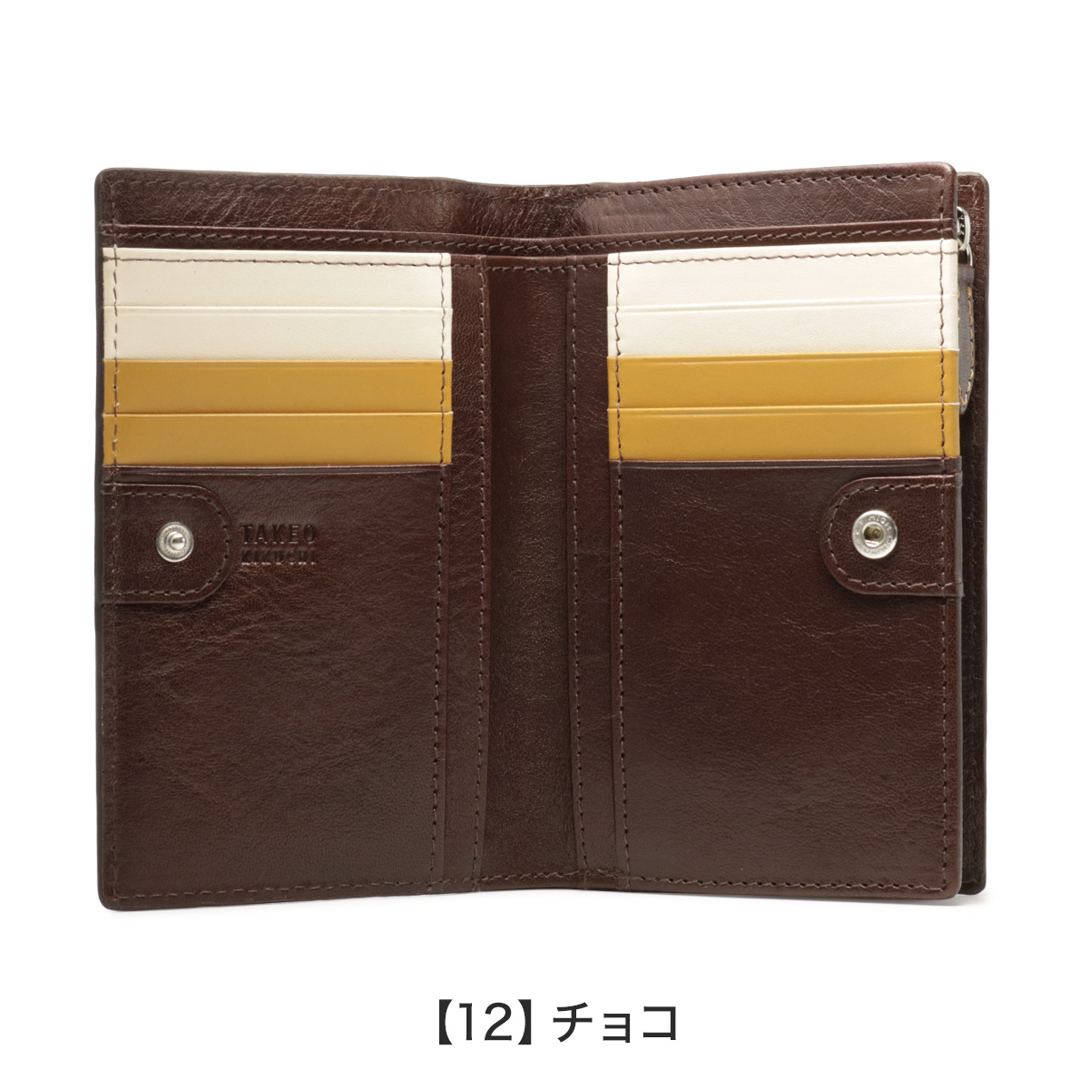 TAKEO KIKUCHI（タケオキクチ） ミドルウォレット 二つ折り財布 本革