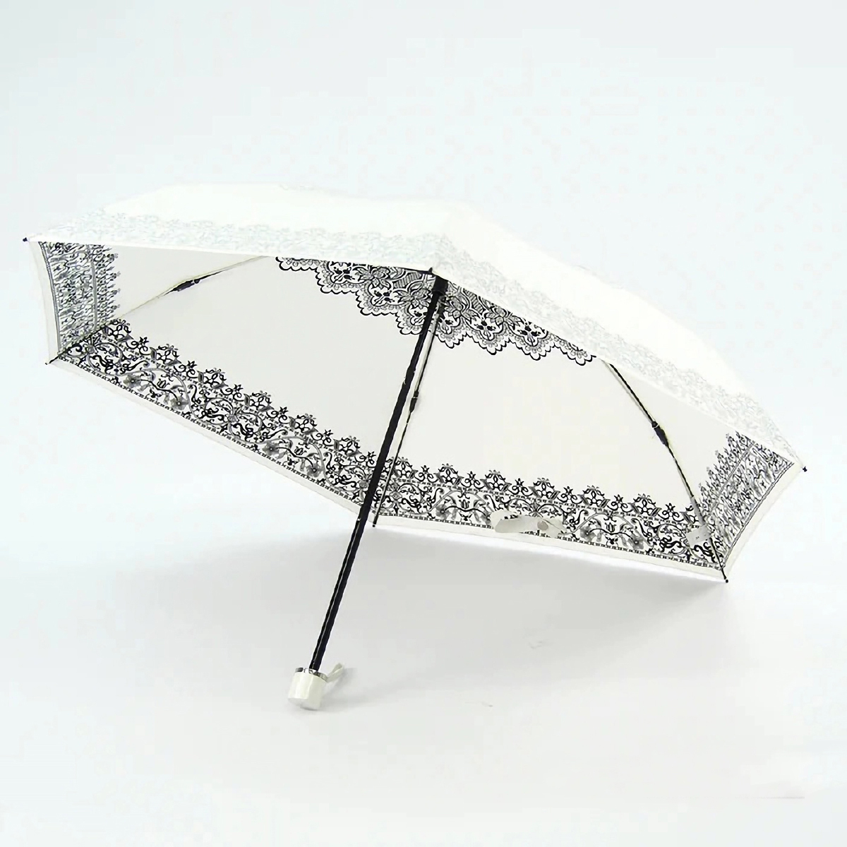 折りたたみ傘 日傘 完全遮光 晴雨兼用 レディース 白 ホワイト 軽量 4002 日本製 プレミアム...