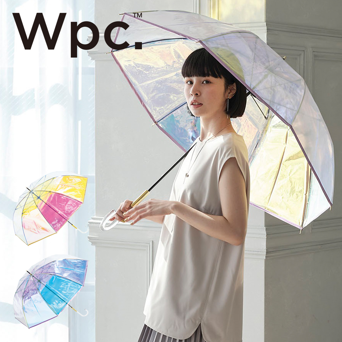 Wpc. 傘 パイピングシャイニー 雨傘 長傘 ビニール傘 グラスファイバー レディース PT-028 PT-029 おしゃれ かわいい 80-89cm