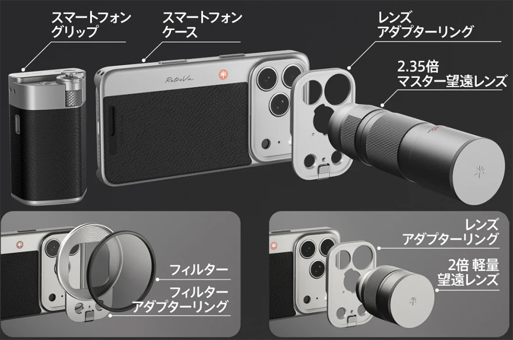 PGYTECH RetroVa オールインワンセット スマホグリップ 望遠レンズ