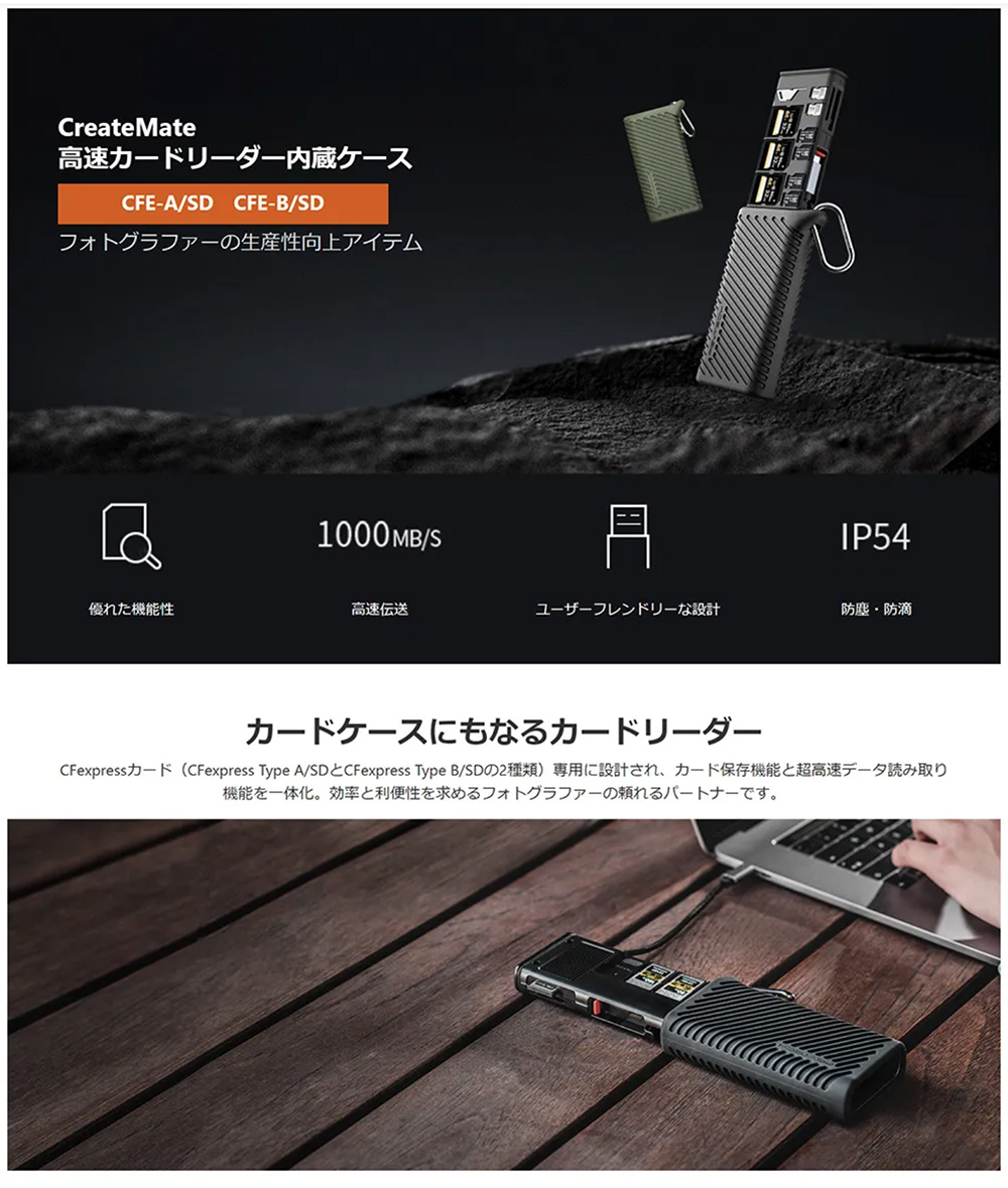 PGYTECH CreateMate 高速カードリーダー内蔵ケース CFexpress
