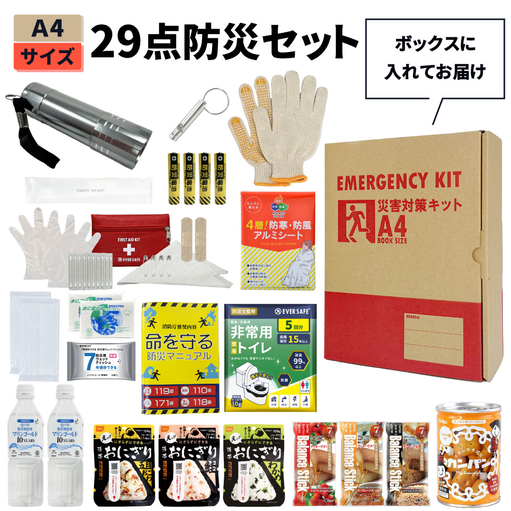 防災グッズ セット Ａ4サイズ 災害備蓄用 29点 防災用品 帰宅支援 災害用