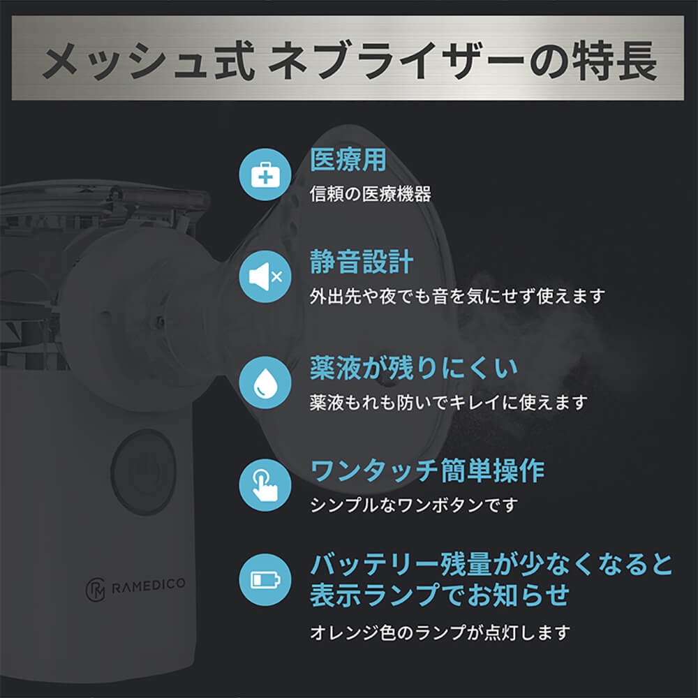 メッシュ式ネブライザー KA600 RAMEDICO 1年保証｜safety-japan｜05