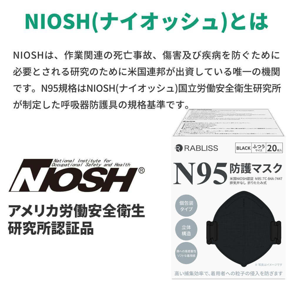 N95 N95マスク ブラック 個包装 20枚入 小林薬品｜safety-japan｜03