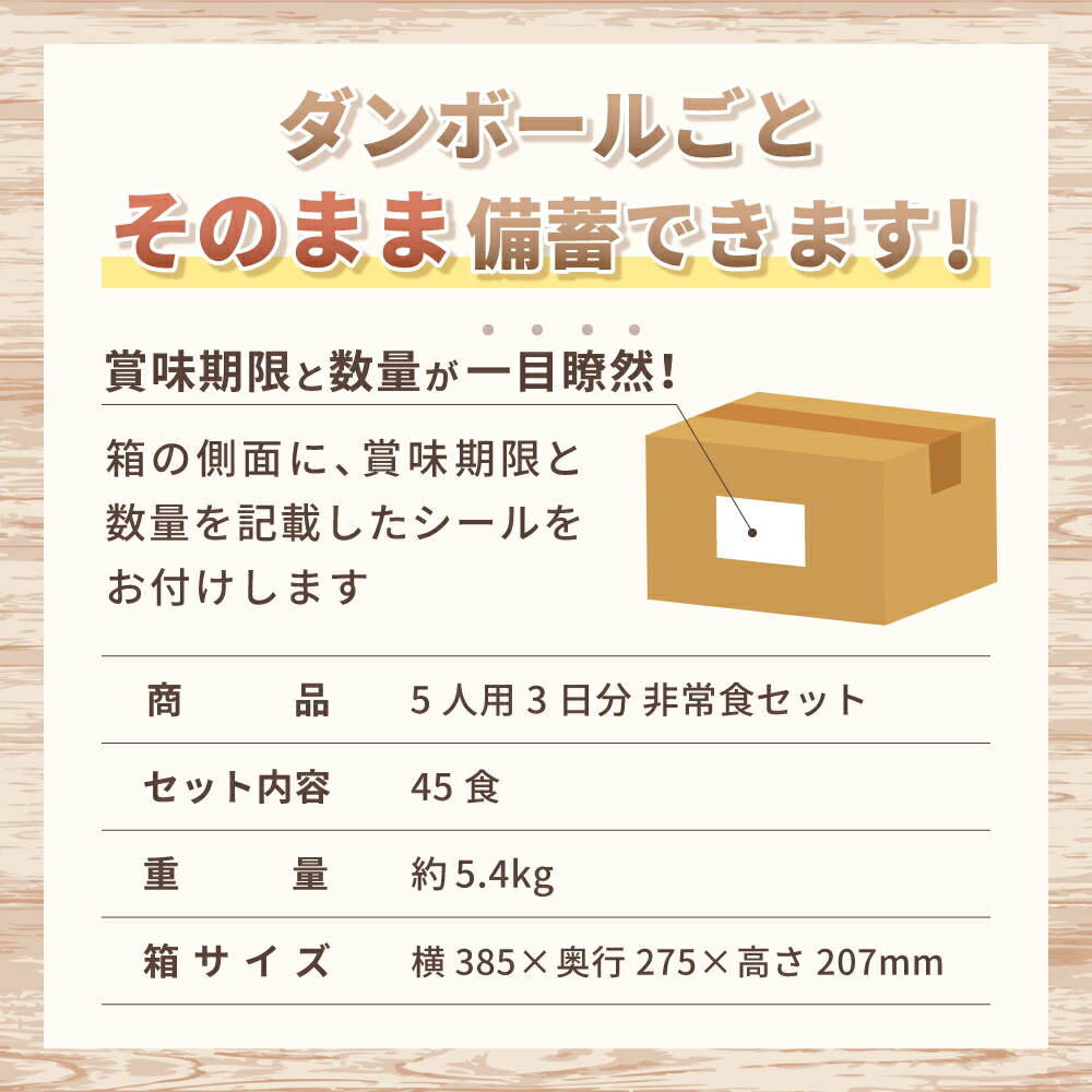 PEACEUP（ピースアップ） 非常食セット 5年保存 5人用 3日分 45食 