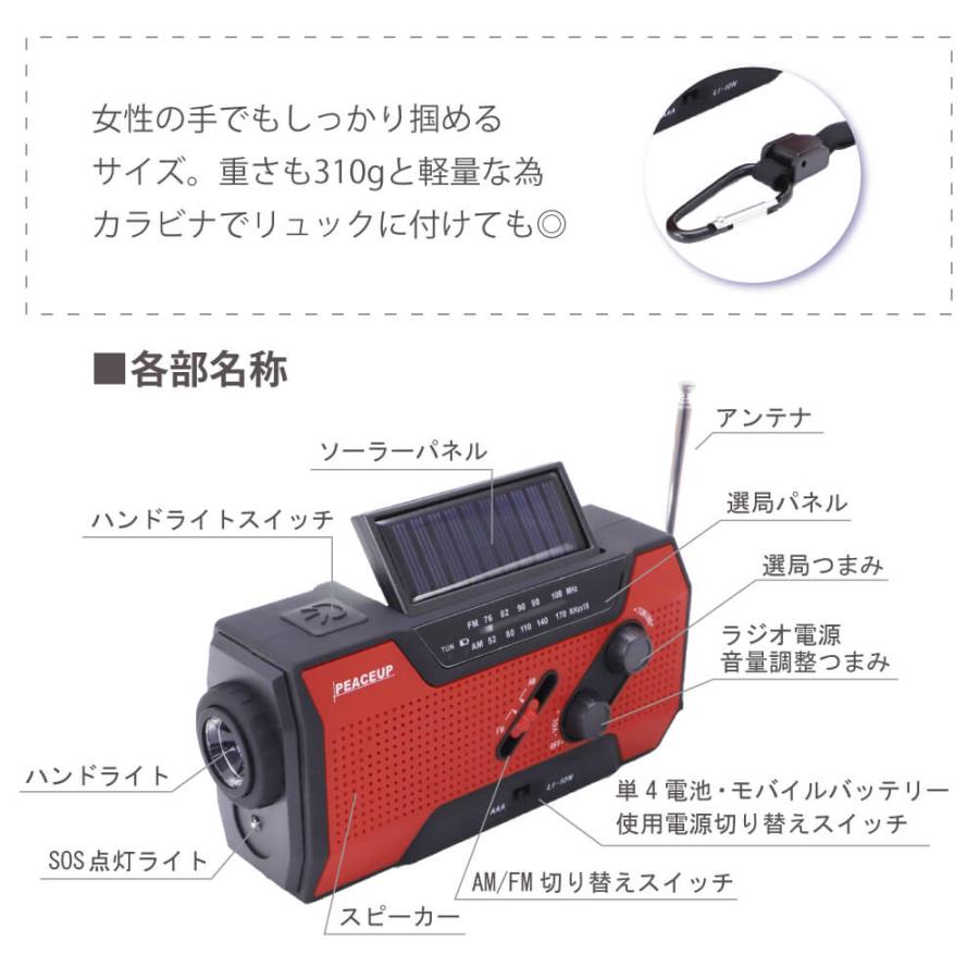 防災ラジオ 多機能 AM FM ワイドFM対応 10年保存電池付 防水 停電 ライト｜safety-japan｜14