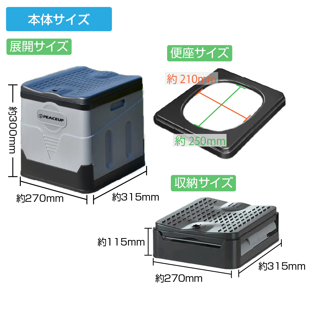 【新品未使用】防災ワンルーム　トイレセット PEACEUP 折りたたみ簡易トイレBOX型 ポータブル OKT-02 防災士