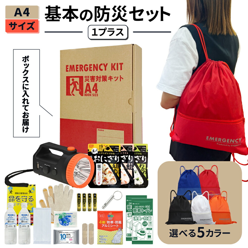 EVERSAFE 防災セット 非常用持ち出し袋 A4 基本内容ボックス1プラス