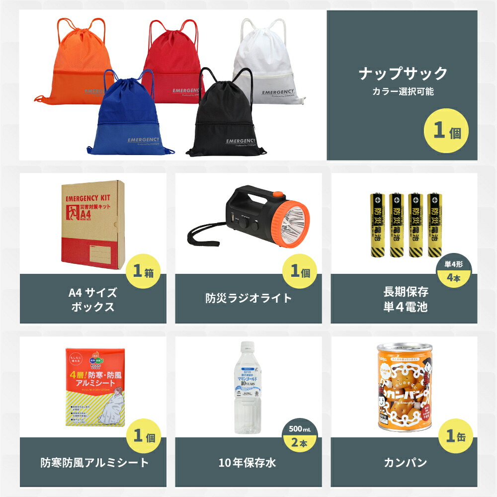 EVERSAFE 非常用持ち出し袋 A4 防災セット 基本内容ボックス2プラス
