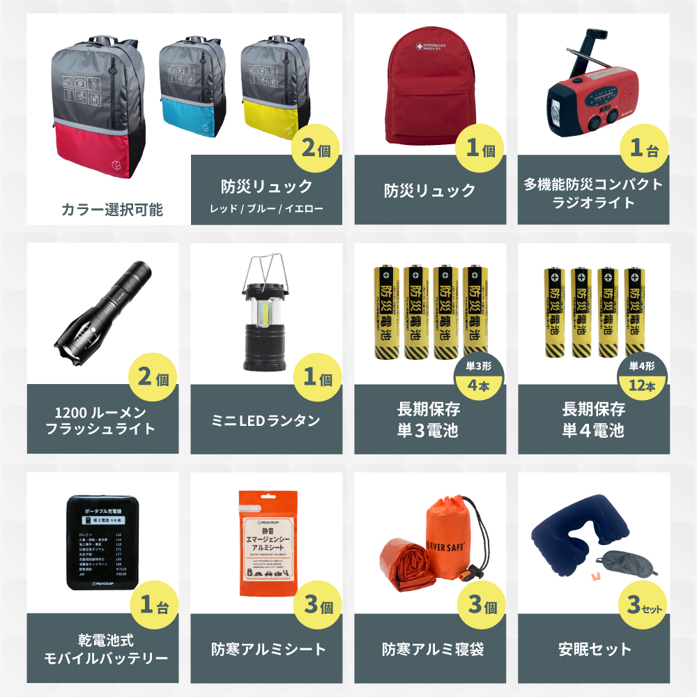 防災セット 3人用 40L ビッグリュック エマージェンシーリュック 防災士監修 非常用持ちだし袋 防災リュック 救急セット ラジオ 懐中電灯 警戒レベル4 L4BR03 | PEACEUP | 07