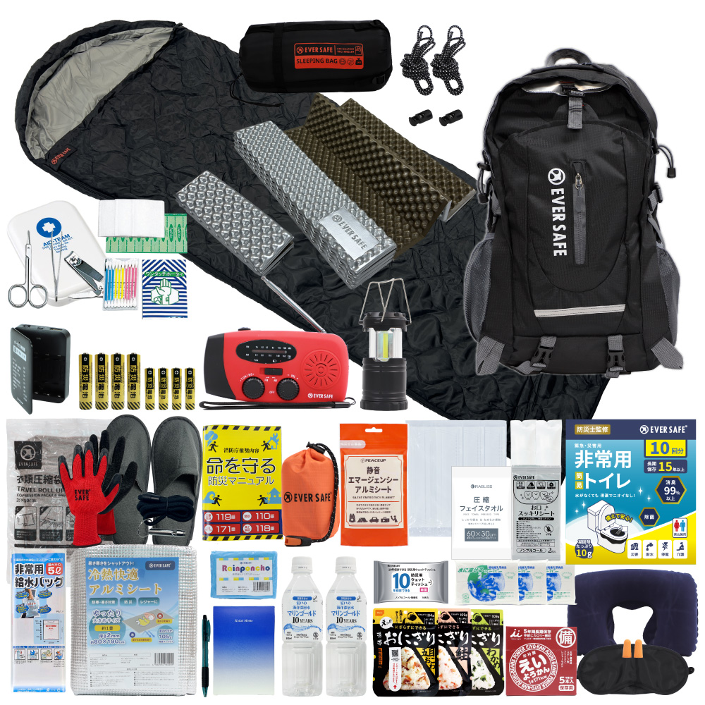 PEACEUP（ピースアップ） 防災セット 1人用 寝袋・マット付き EVERSAFE