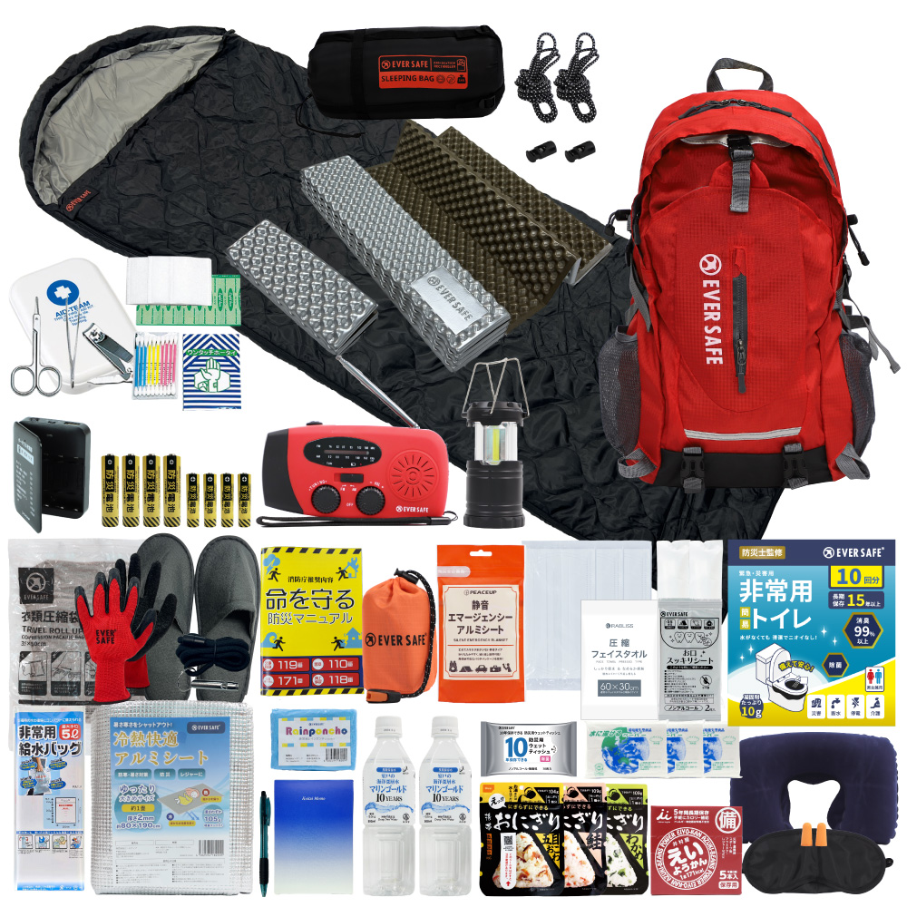 PEACEUP（ピースアップ） 防災セット 1人用 寝袋・マット付き EVERSAFE