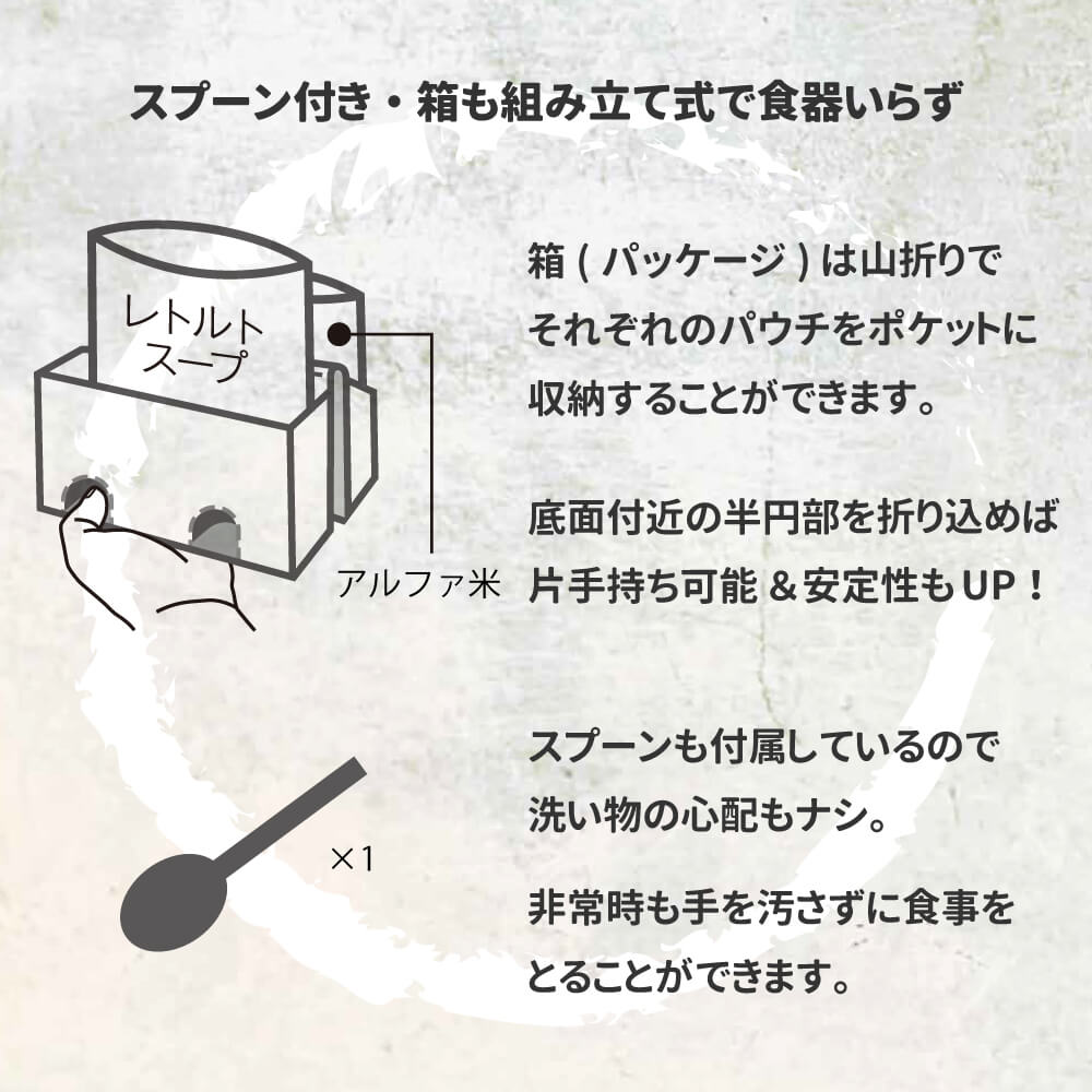 非常食 一汁ご膳 2種4食 各2食 セット アルファ米 スープ 5年保存食 防災食｜safety-japan｜07