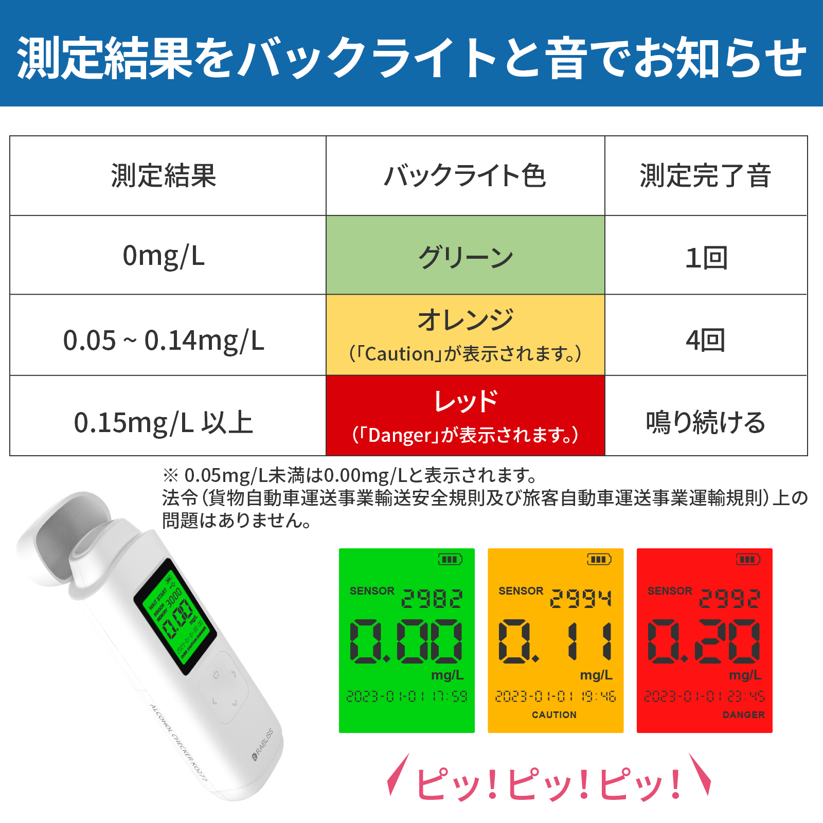 アルコール検知器 (アルコールチェッカー) RABLISS KO277
