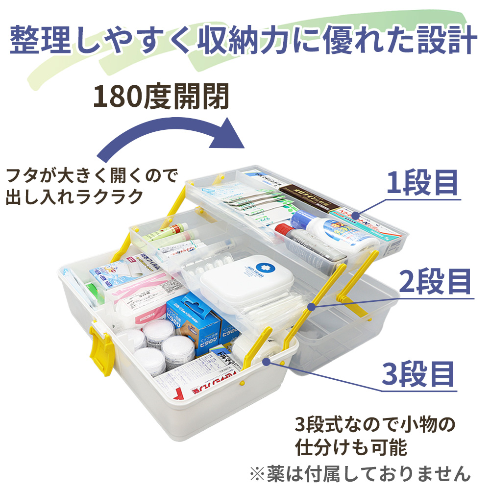 クリア救急箱 3段収納 Mサイズ 2個セット 救急ボックス 防災用品｜safety-japan｜11
