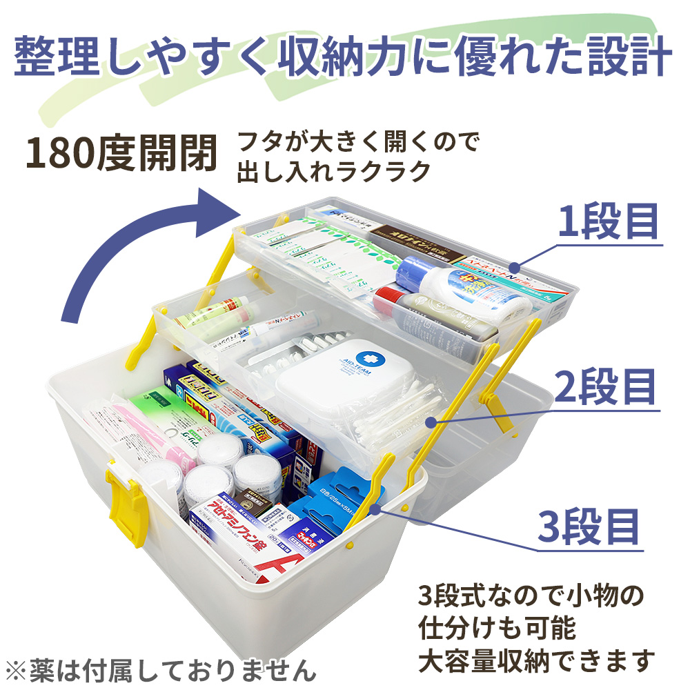 クリア救急箱 3段収納 Lサイズ 2個セット 救急ボックス 防災用品｜safety-japan｜11