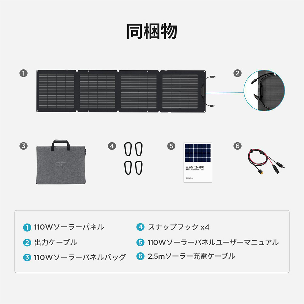 ECOFLOW ソーラーパネル EcoFlow 110W EFSOLAR110N 折り畳み : 防災