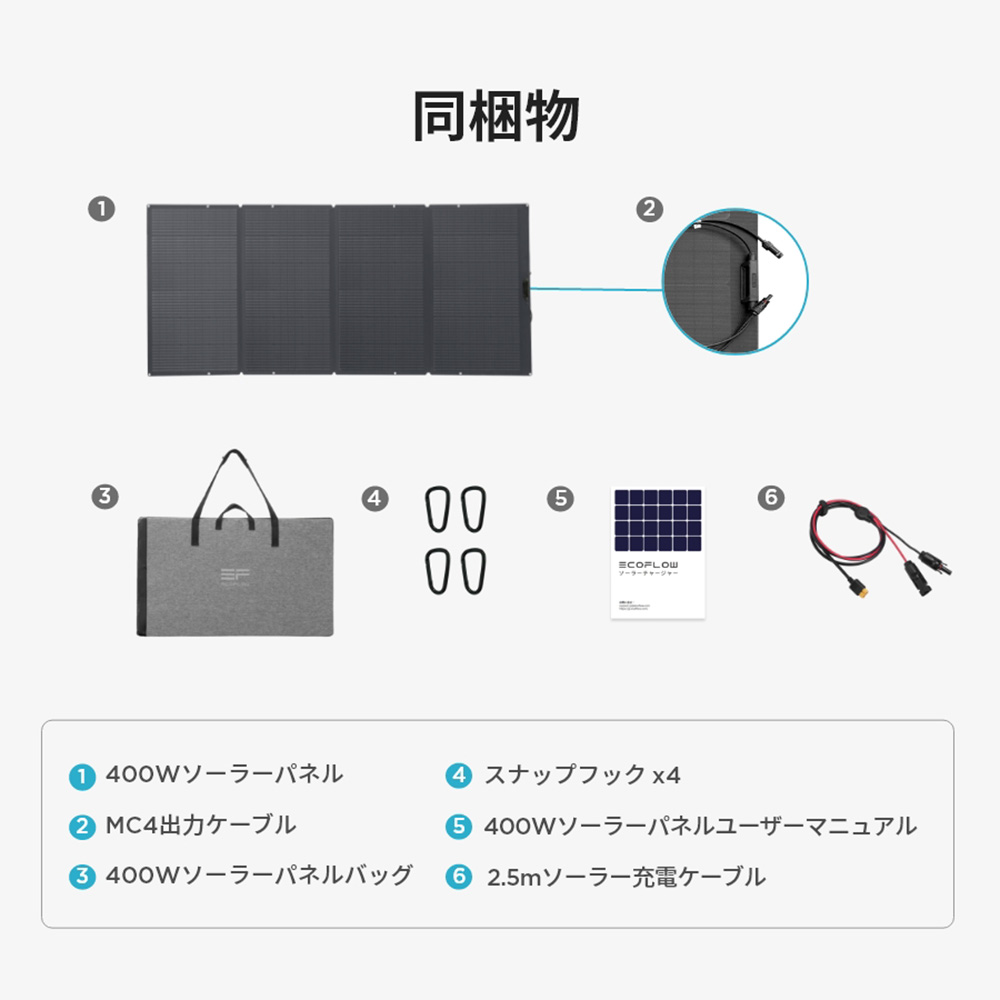 ECOFLOW ソーラーパネル EcoFlow 400W SOLAR400W-JP 折り畳み : 防災