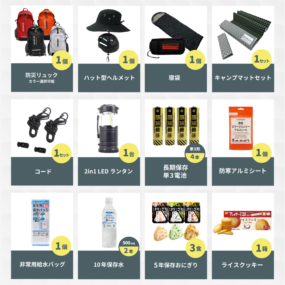 PEACEUP（ピースアップ） 防災セット 1人用 EVERSAFEリュック 防災