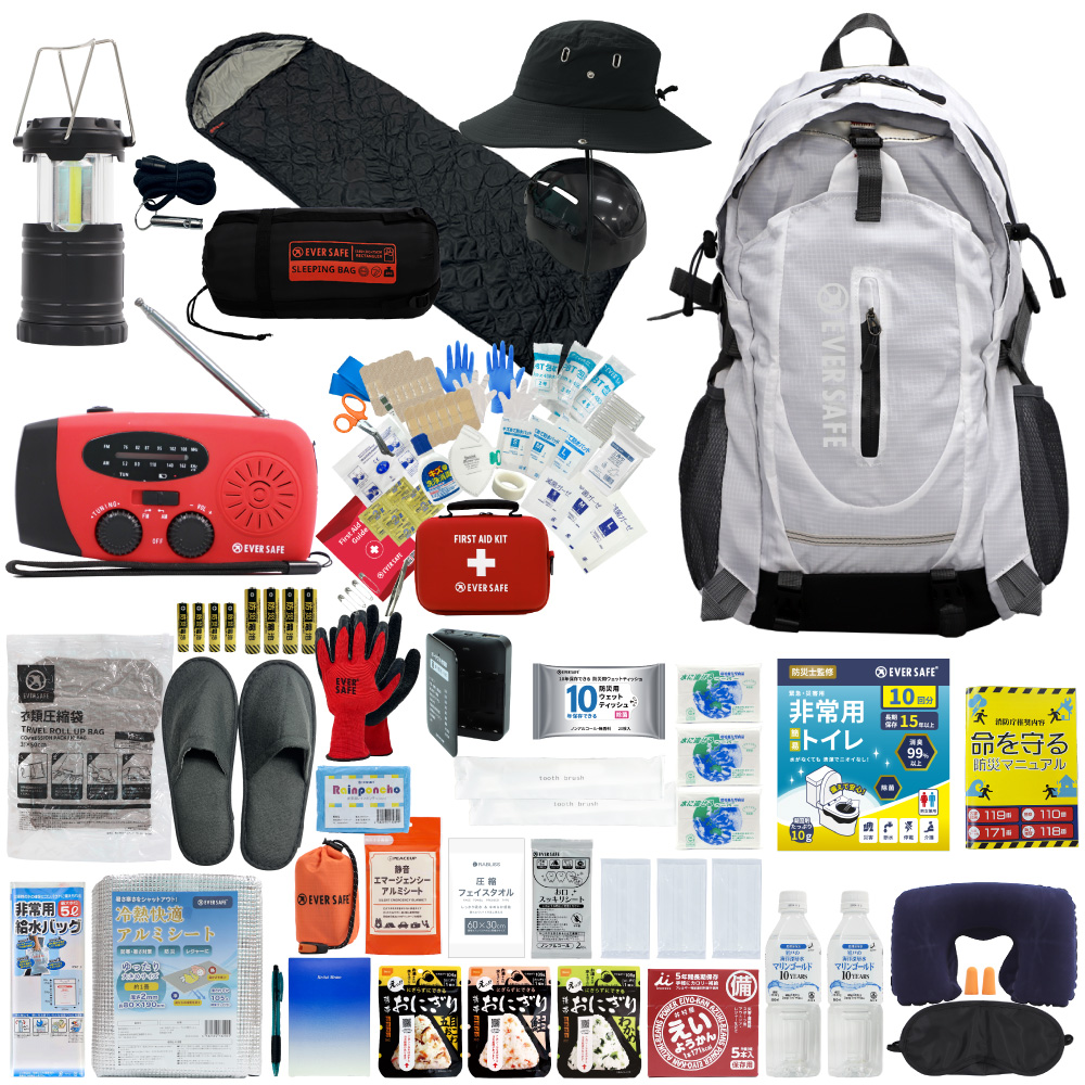 EVERSAFE 防災セット 1人用 EVERSAFEリュック ハット型ヘルメット寝袋