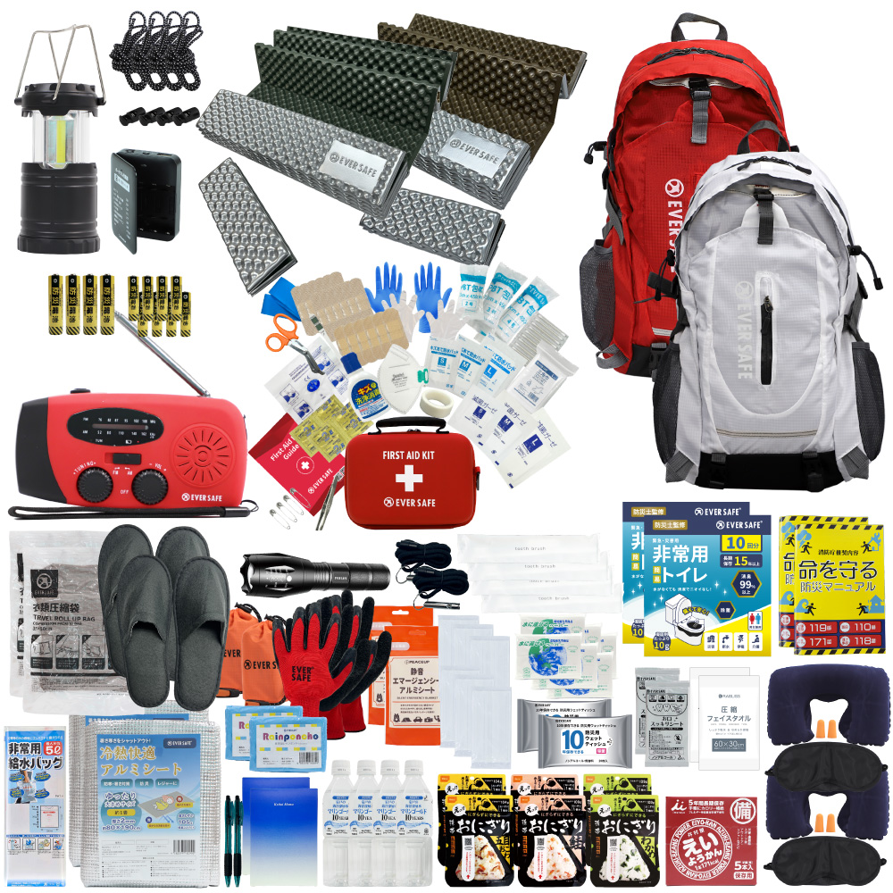 EVERSAFE 防災セット 2人用 EVERSAFEリュック マット付き 防災グッズ