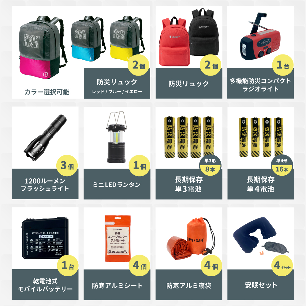 EVERSAFE 防災セット 防災グッズ 4人用 47L ビッグリュック