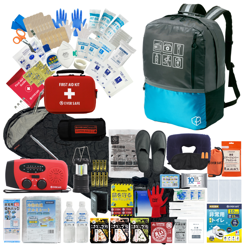EVERSAFE 防災セット 防災グッズ 1人用 47L ビッグリュック 寝袋付き
