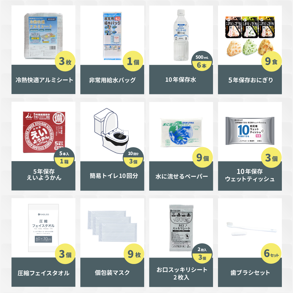 EVERSAFE 防災セット 中身だけ 3人用 防災士監修 ファーストエイド