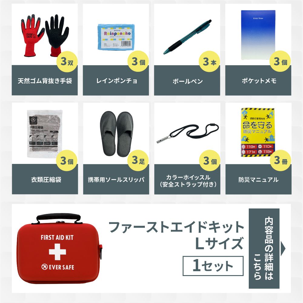 防災セット3人分 EVERSAFE 防災セット 中身だけ 3人用 防災士監修 ファーストエイド