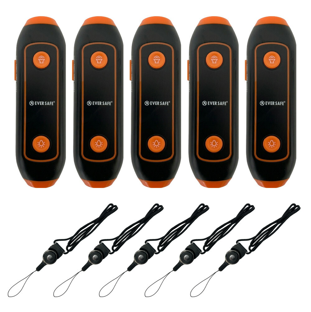防災グッズ 電子ホイッスル ネックストラップ付き 4色 5個 笛 懐中電灯 大音量 ホイッスル 130db 警笛 アラーム LEDライト 防犯 防災 審判 軽量 電池式_2